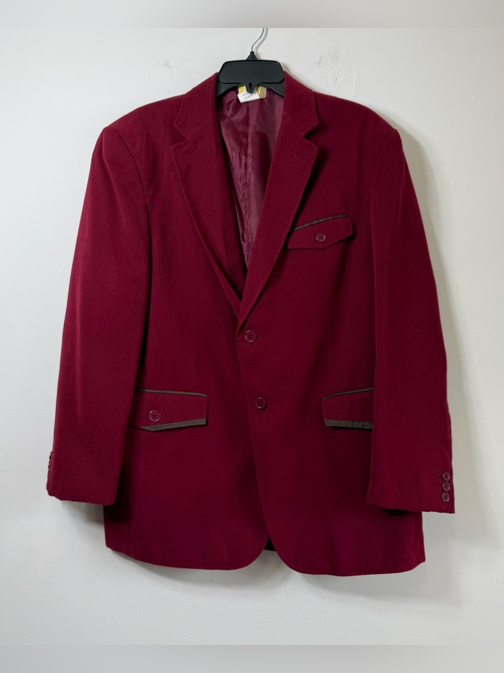 Vintage Haband Travelers Burgundy Faux Corduroy Blazer Dark Academia Mens L